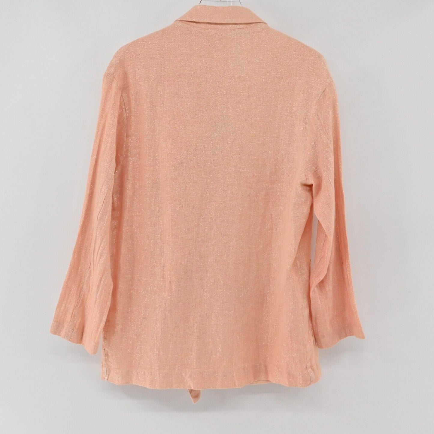 ANTHROPOLOGIE Blazer Womens Sz M Amadi Kaye Shimmer Double Breasted Linen Blend