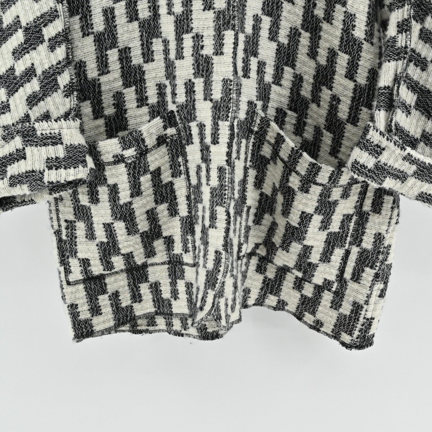 Vtg Tamotsu Womens Wool Oversized Cardigan One Size Geometric Pattern Pockets