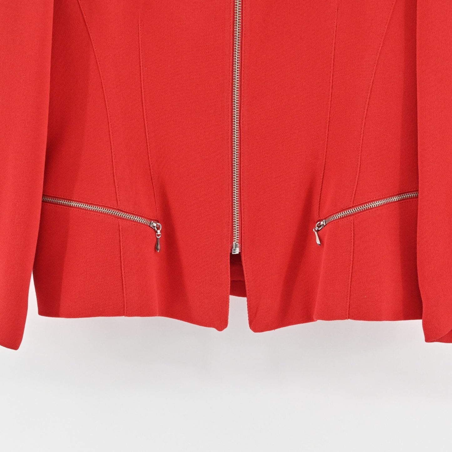 Vtg EMANUEL UNGARO Jacket Womens Size 8 Petite Solid Red Full Zip Blazer Classic