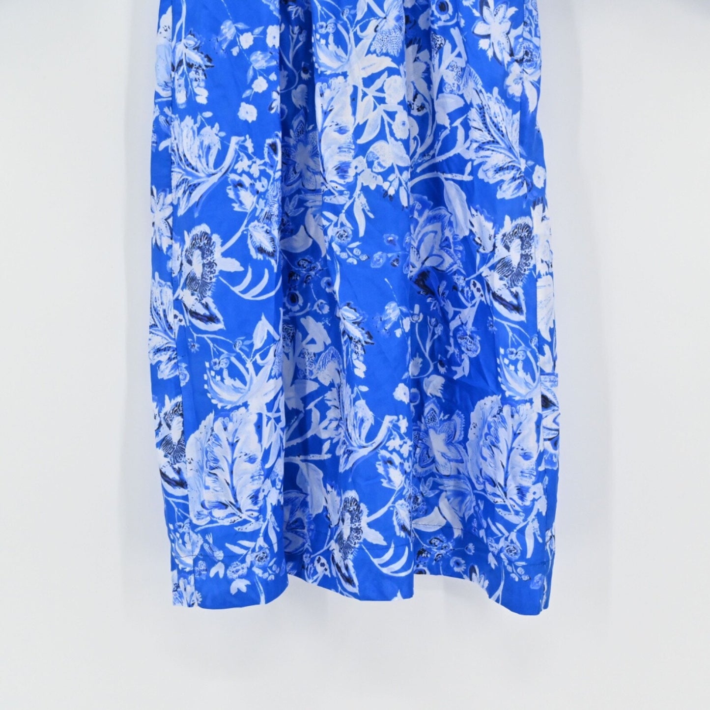 SOCAPRI Dress Sz 38 Blue Floral 100% Silk Dolman Sleeve Mini Geisha Deep V Neck