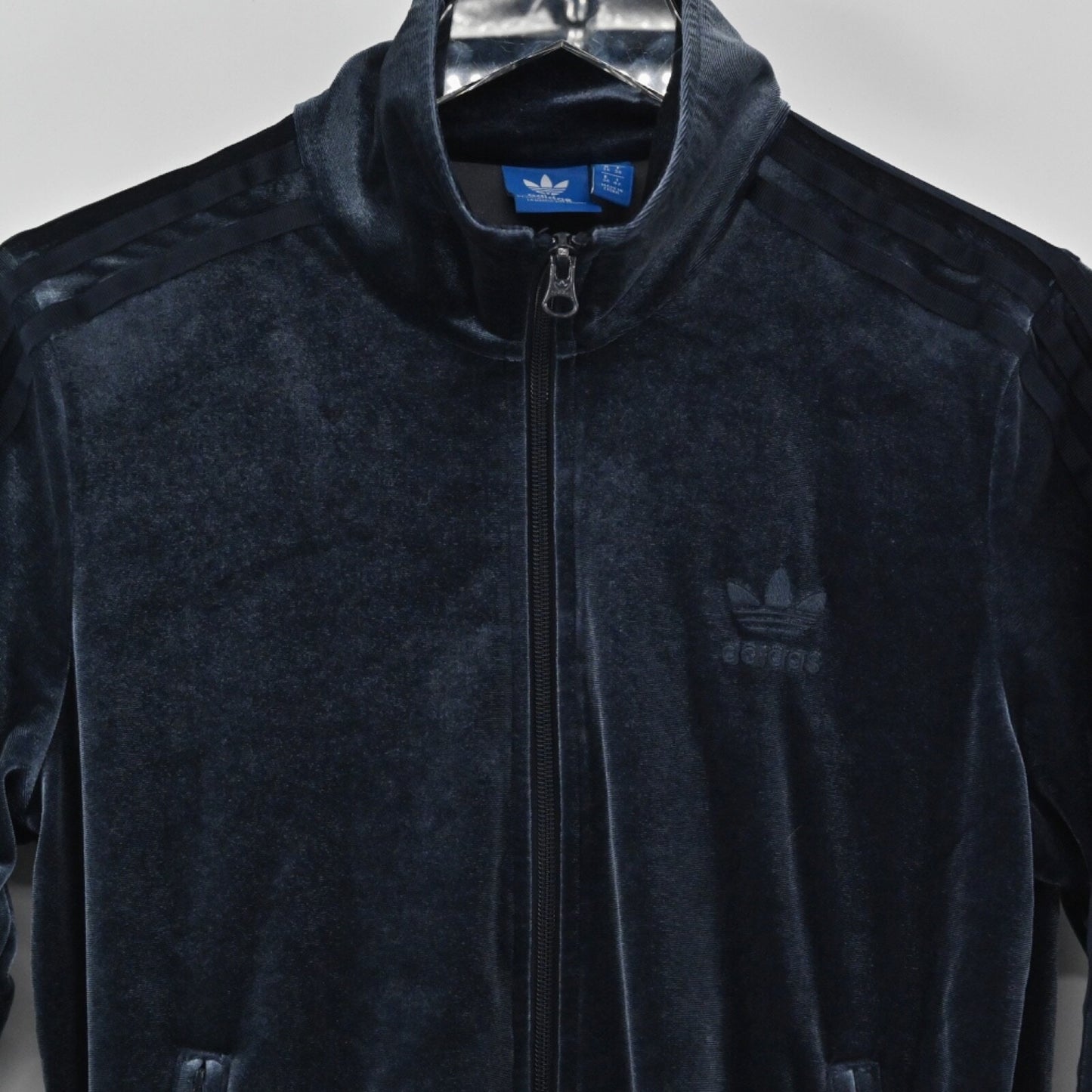 ADIDAS Jacket Womens Size S Blue Luxe Velvet Firebird Originals Track Full Zip