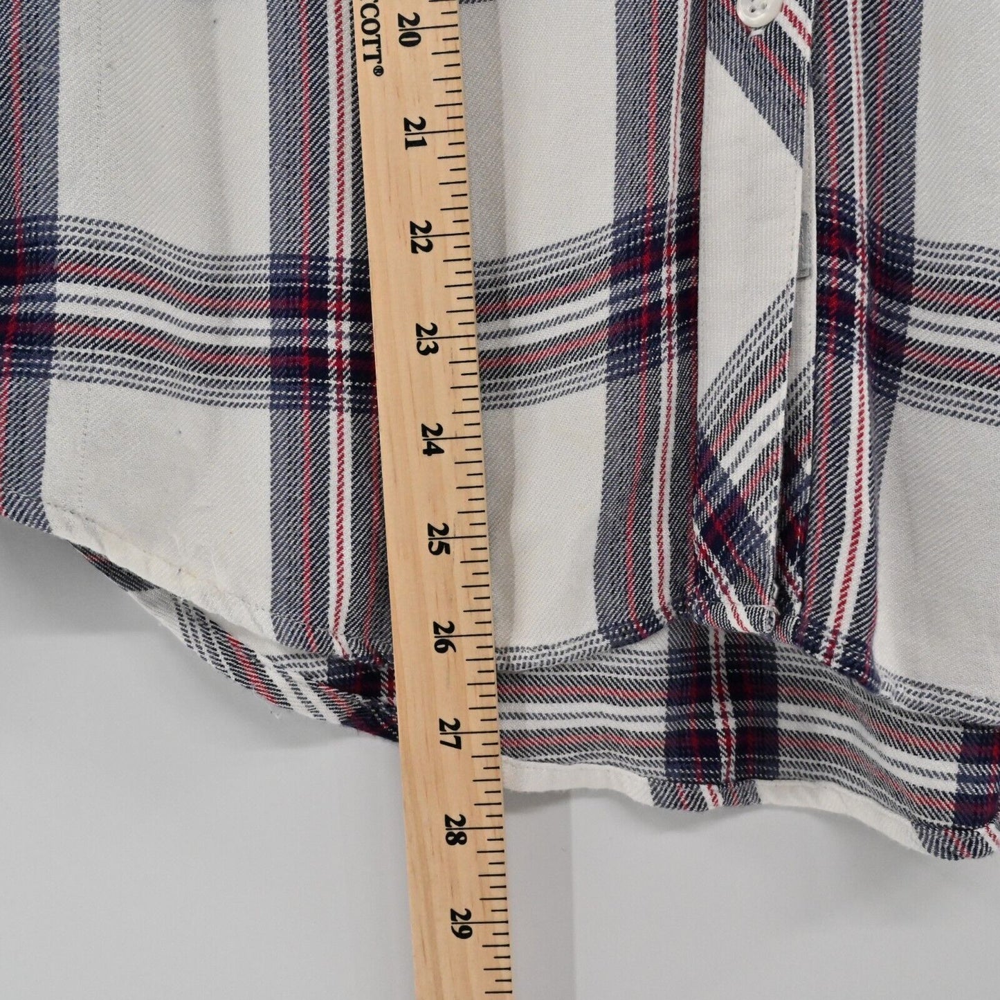 RAILS Top Womens Sz XS Hunter Button Down Plaid White Scarlet Long Sleeve Blouse