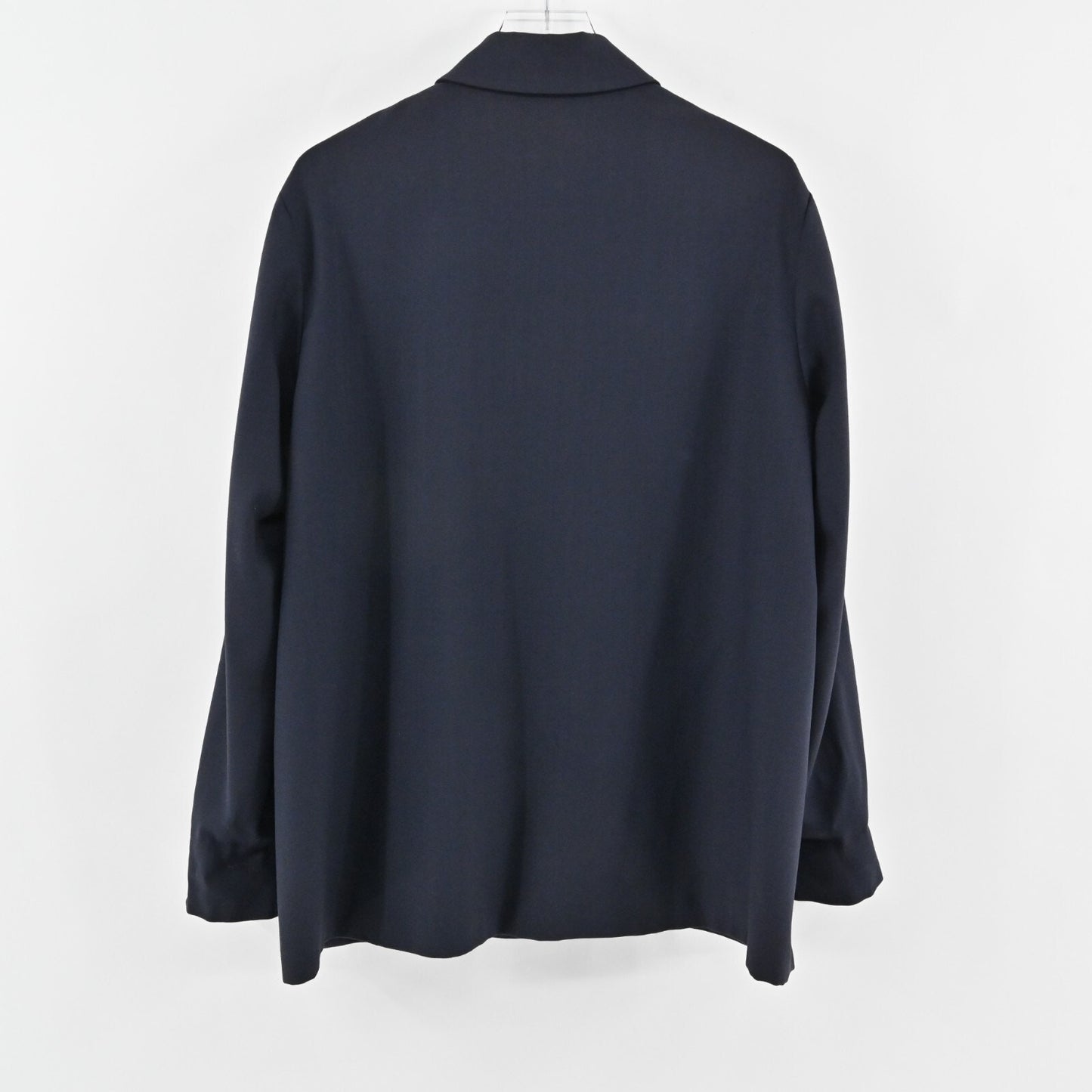 Vtg ZANELLA Jacket Womens Size 42 Solid Dark Navy Wool Collared Chore Shacket