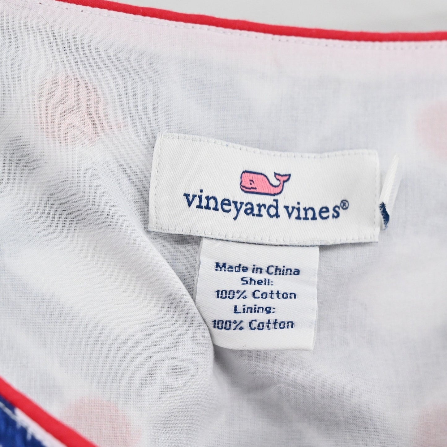 Vineyard Vines Whale Tail Tile Dress Size 14 Sleeveless Blue Red Floral Ikat