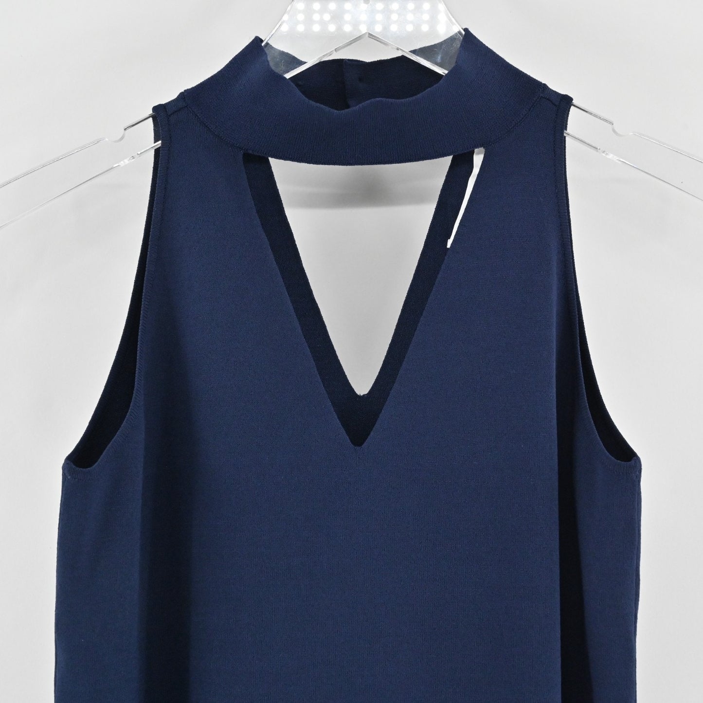 Milly Womens Navy Blue Knit Top Size XS VNeck Collar Sleeveless Stretch Blouse