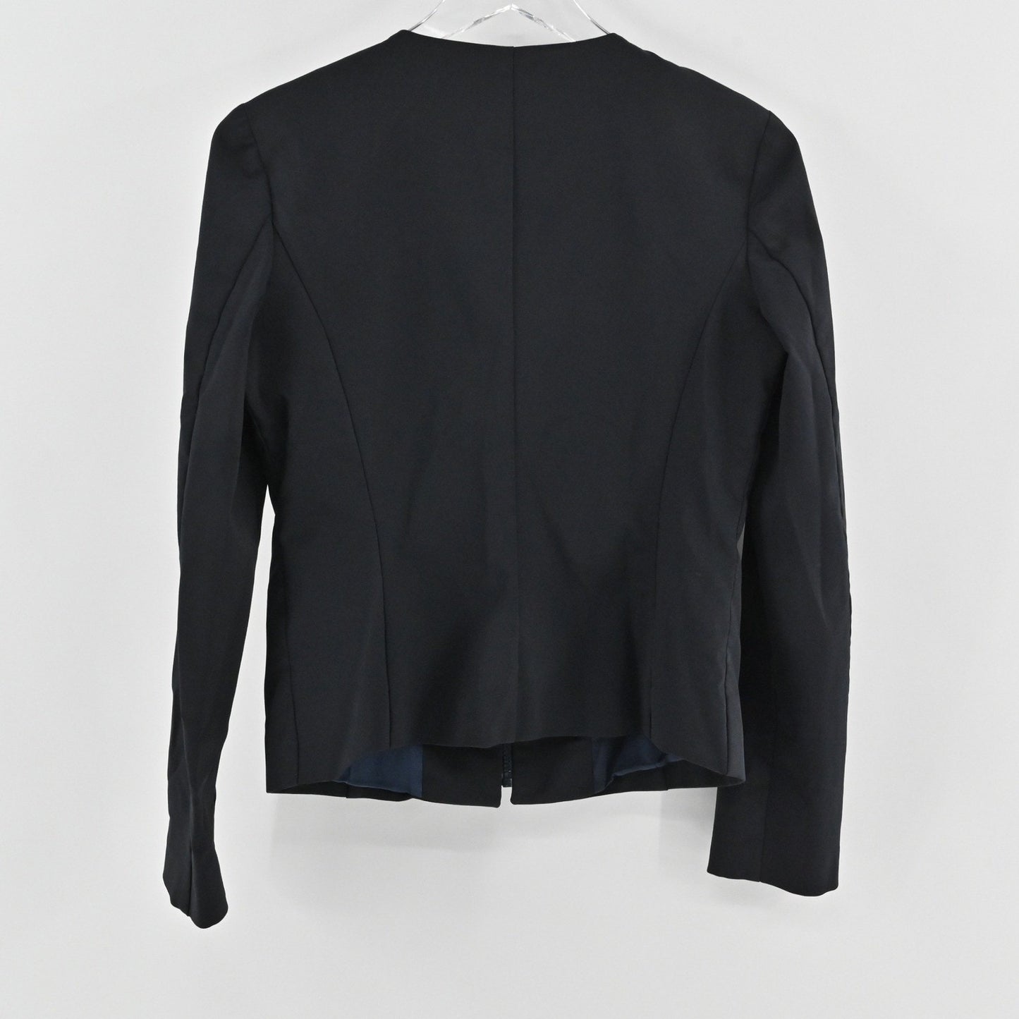 Camomilla Italia Black Zip Front Jacket Size 42 Collarless Blazer Made in Italy