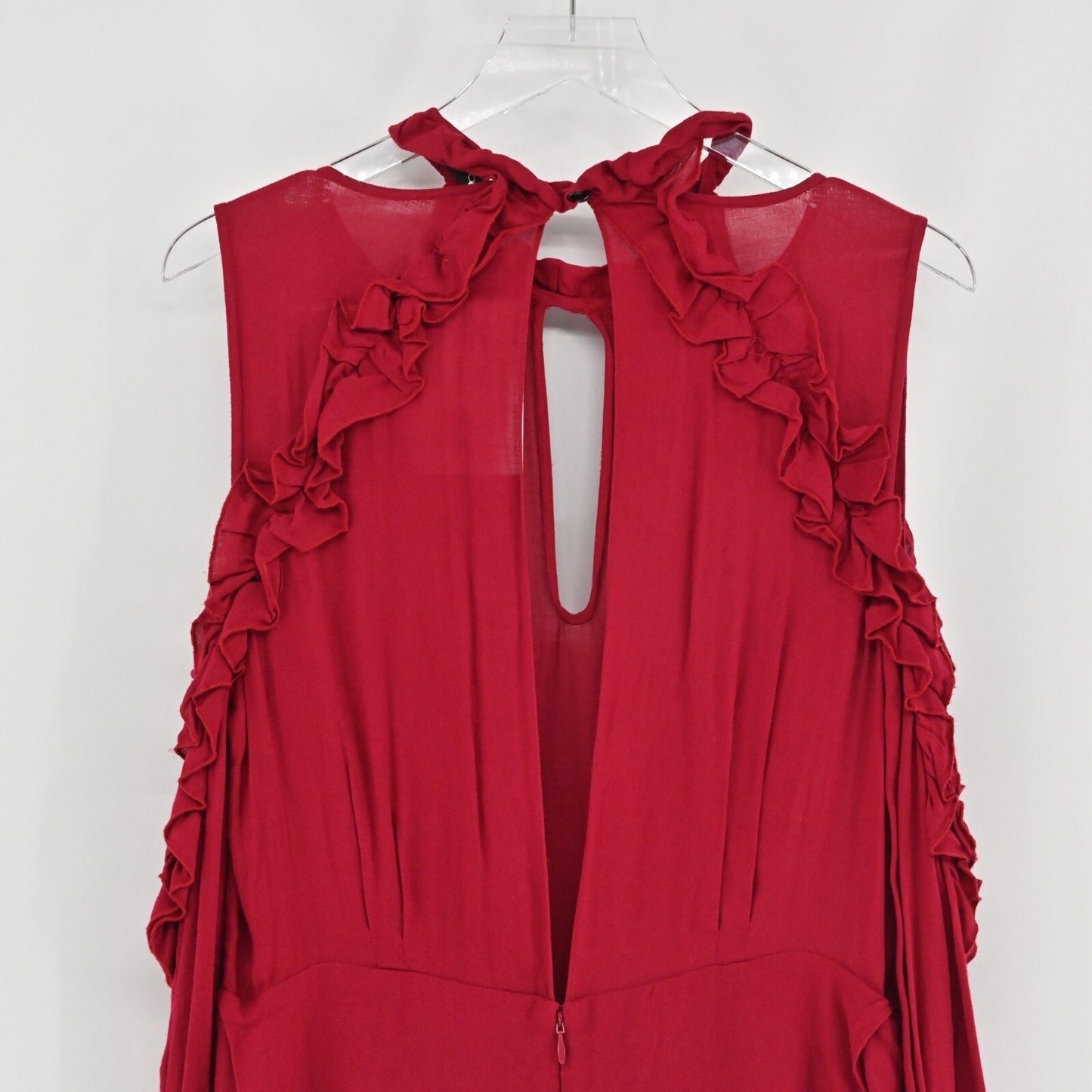 IRO Womens Hanie Cold Shoulder Dress Size 42 XL Red Ruffle Long Sleeve Mini NEW