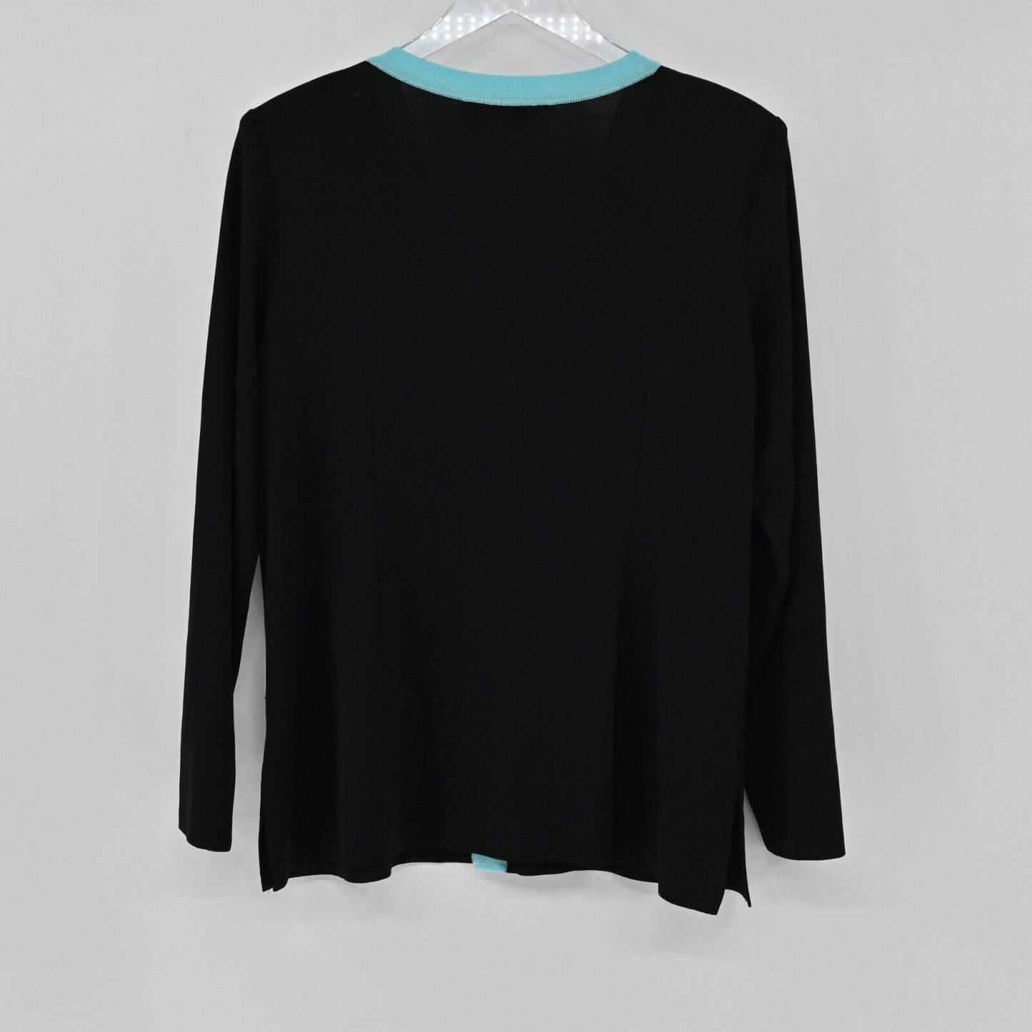 MISOOK Sweater Womens Size M Exclusively Knit Black Cardigan Blue Capsule Retro