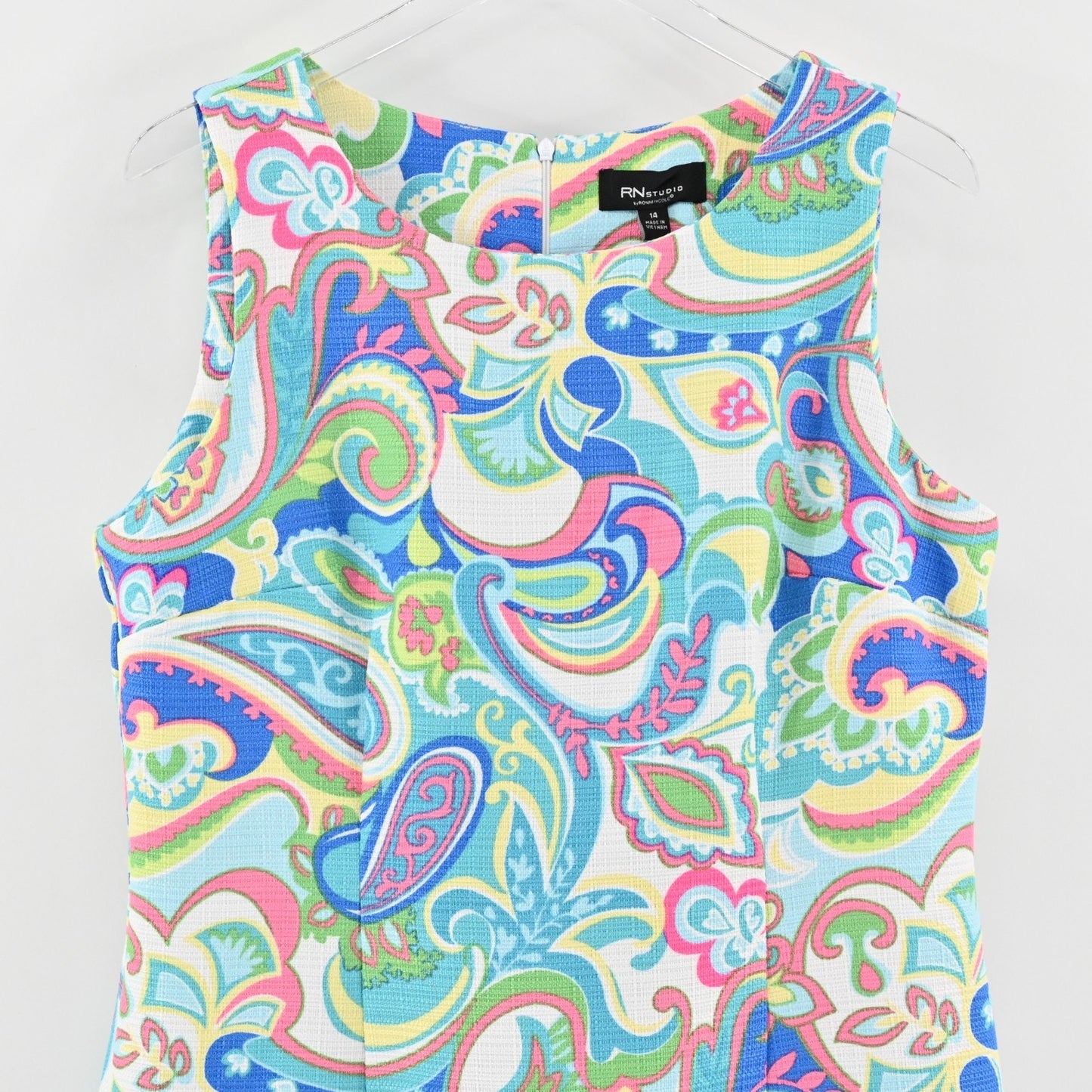RN Studio Shift Dress Size 14 Ronni Nicole Colorful Paisley Print Sleeveless