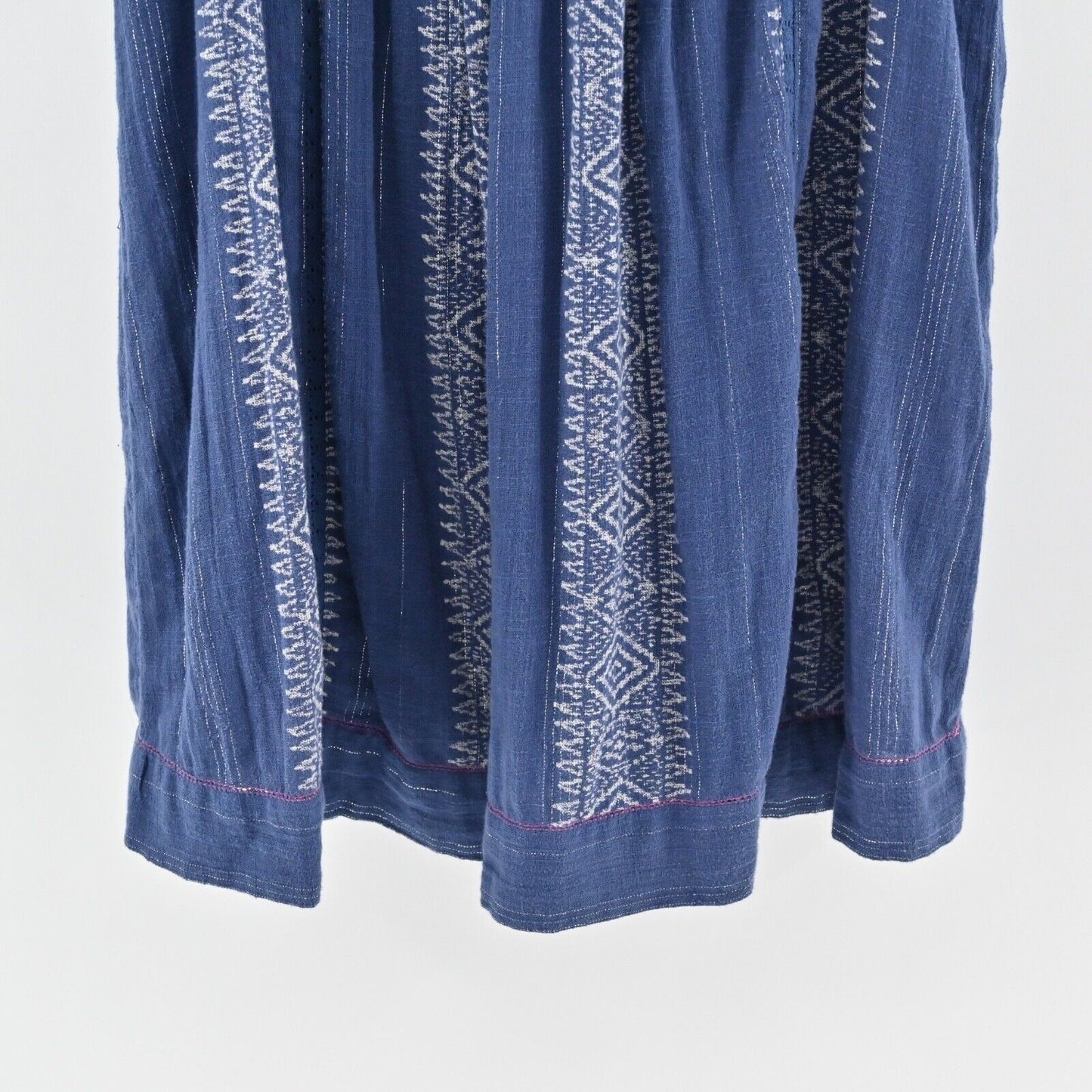ANTHROPOLOGIE Dress Sz 0 Blue Embroidered Metallic Cotton Morwen Shift AKEMI KIN