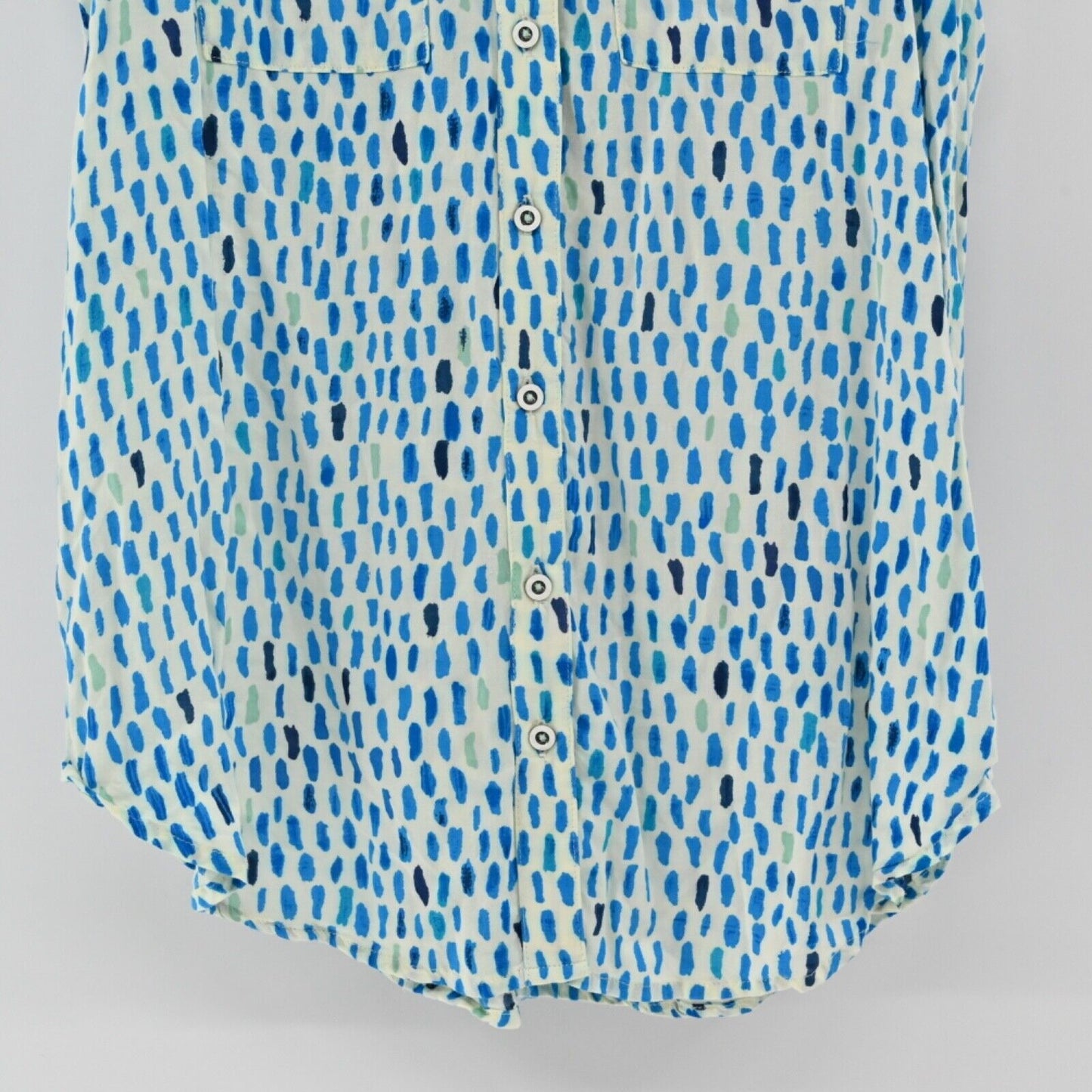 ANTHROPOLOGIE Top Womens Sz 0 MAEVE Blue Dot Button Front Pocket Sunseeker Tank