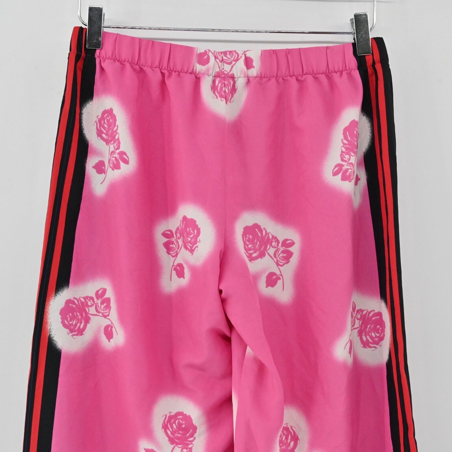 VICTORIAS SECRET Pajama Pants Womens Size S Pink Floral Stripe Wide Leg Satin