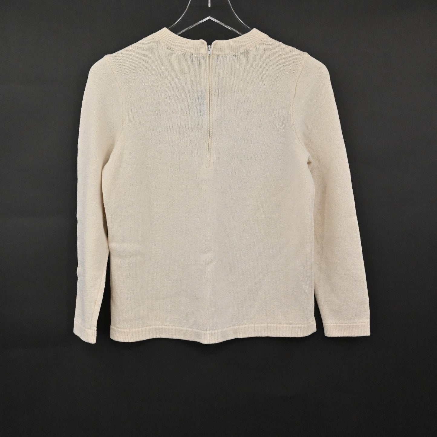 Vtg ST JOHN Womens Santana Sweater Size XS Cream Wool Knit USA 90s Separates