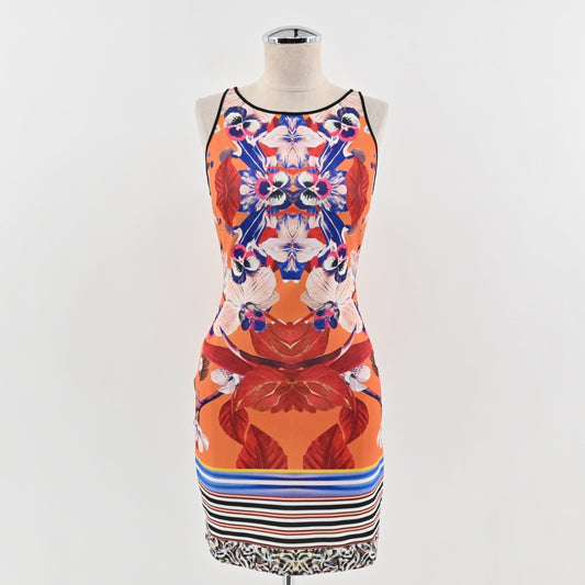 Clover Canyon Prism Orchid Neoprenen Scuba Dress Sz S Bodycon Sleeveless Stretch