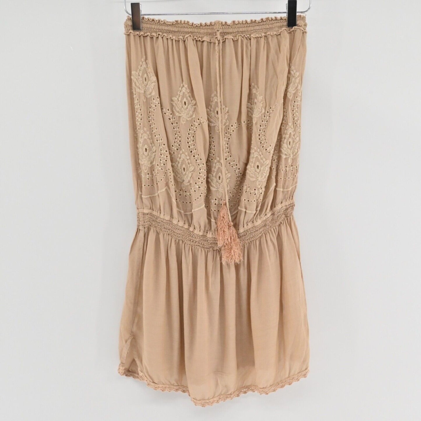 MELISSA ODABASH Dress Womens Size S Fruley Strapless Mini Tan Embroidered Boho