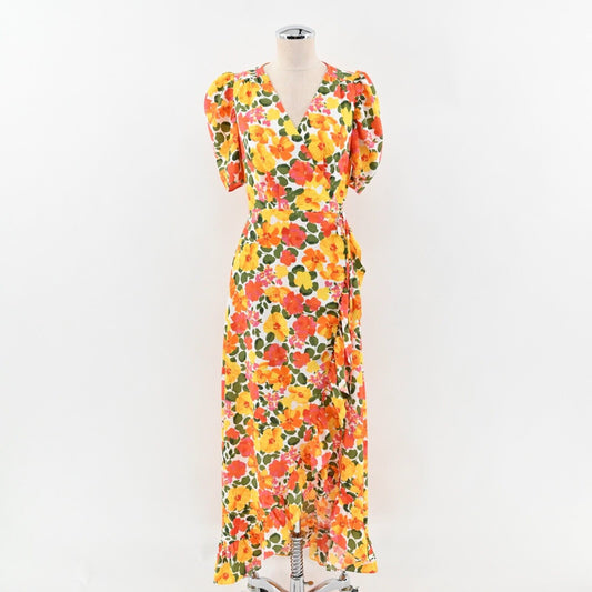 SUGARLIPS Dress Size XS Tropicalia Abelia Hi Low Maxi Wrap Orange Multi Floral