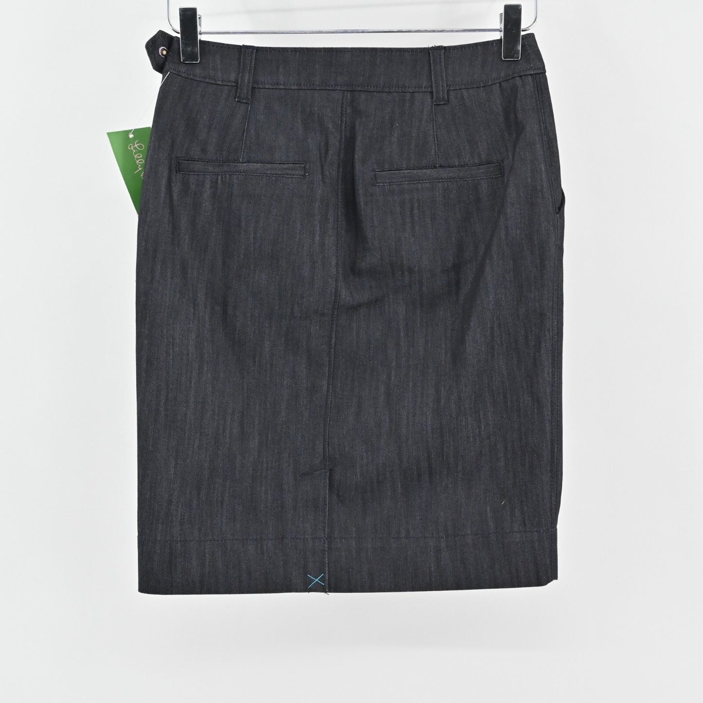 LILLY PULITZER Denim Skirt Sz 0 Nadine Indigo Twill Dark Navy Stretch Pencil NEW