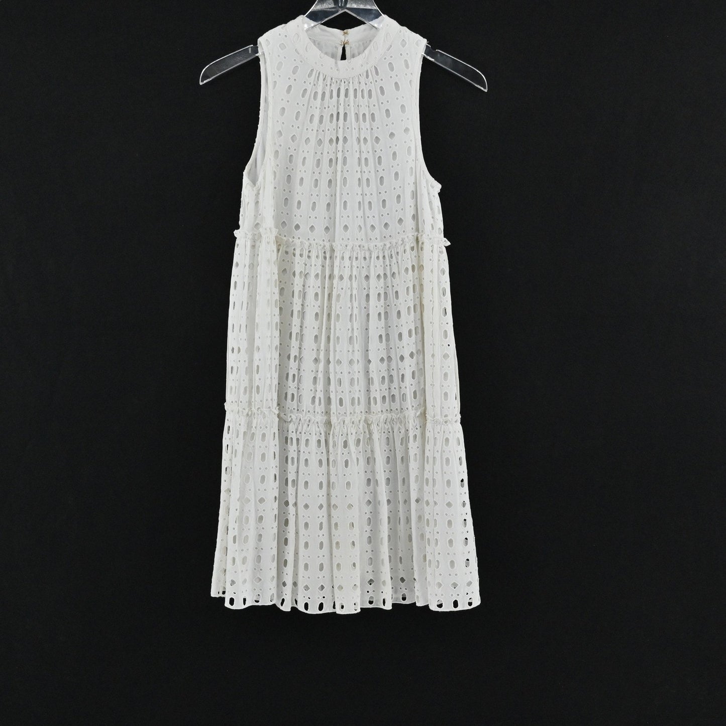 Lilly Pulitzer Indira Dress Size XXS Resort White Eyelet Sleeveless Tiered Swing