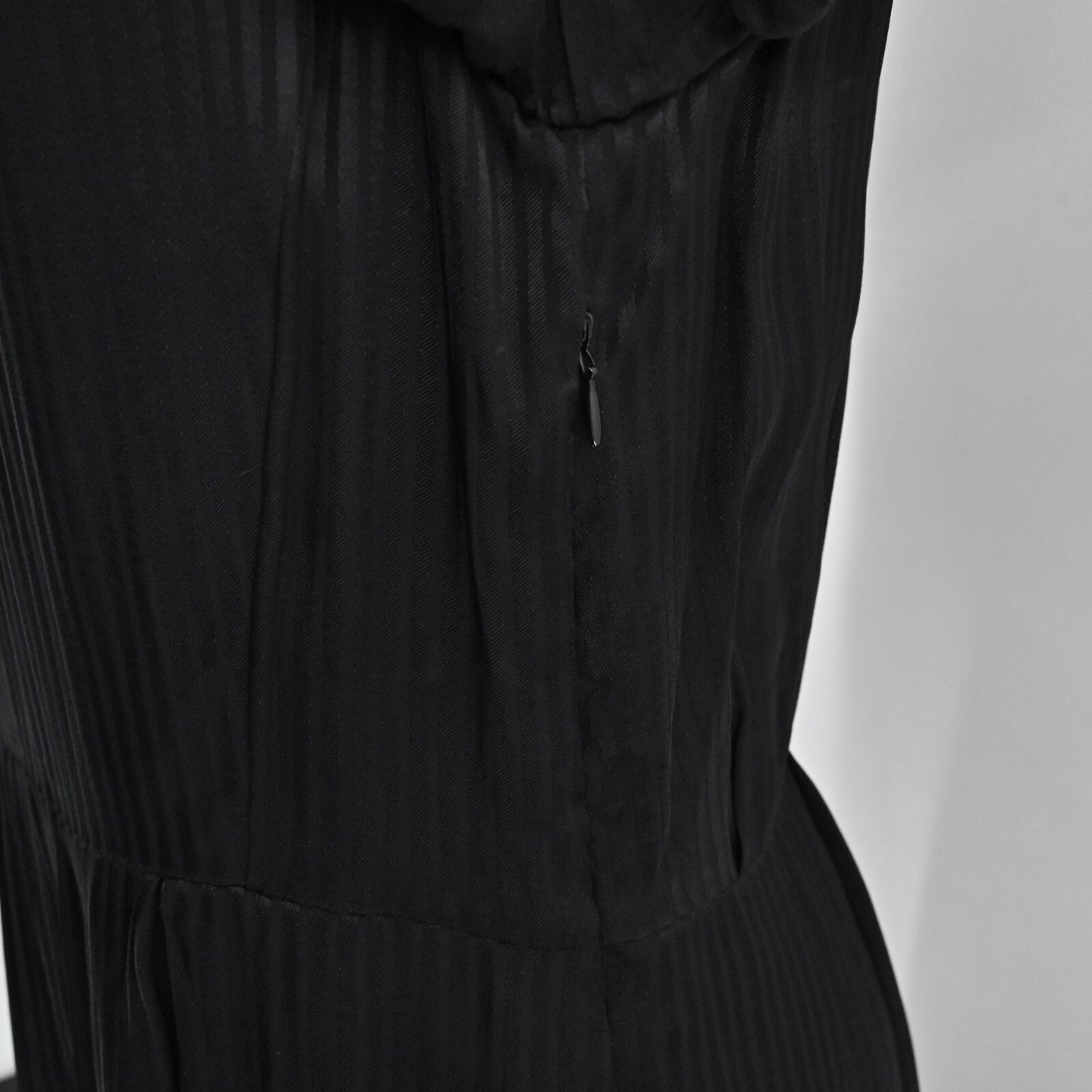 REBECCA TAYLOR Shadow Stripe Dress Sz 12 Black Long Sleeve Classic Minimalist