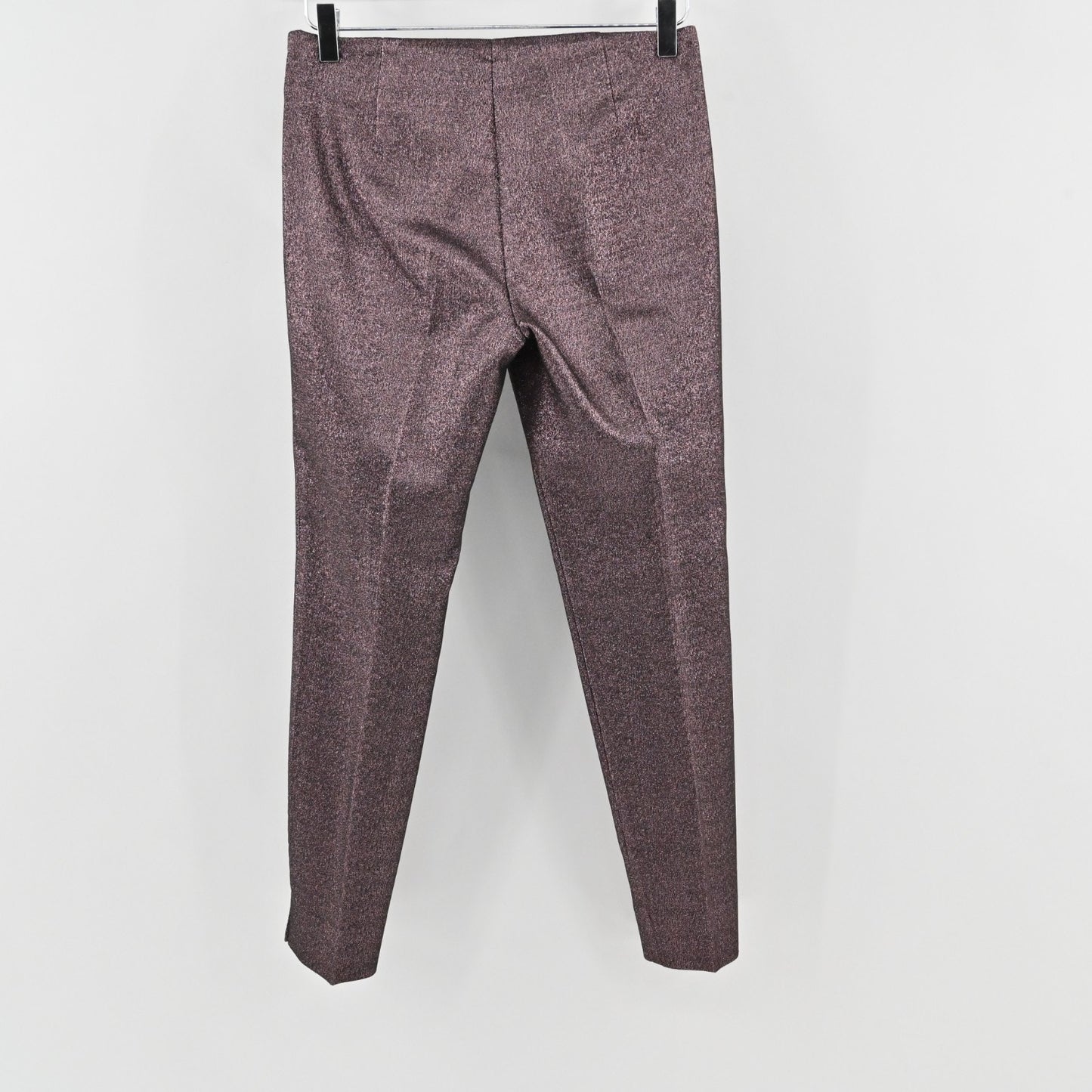 Maliparmi Womens Metallic Purple Straight Leg Pants Size 38 Mid Rise Casual