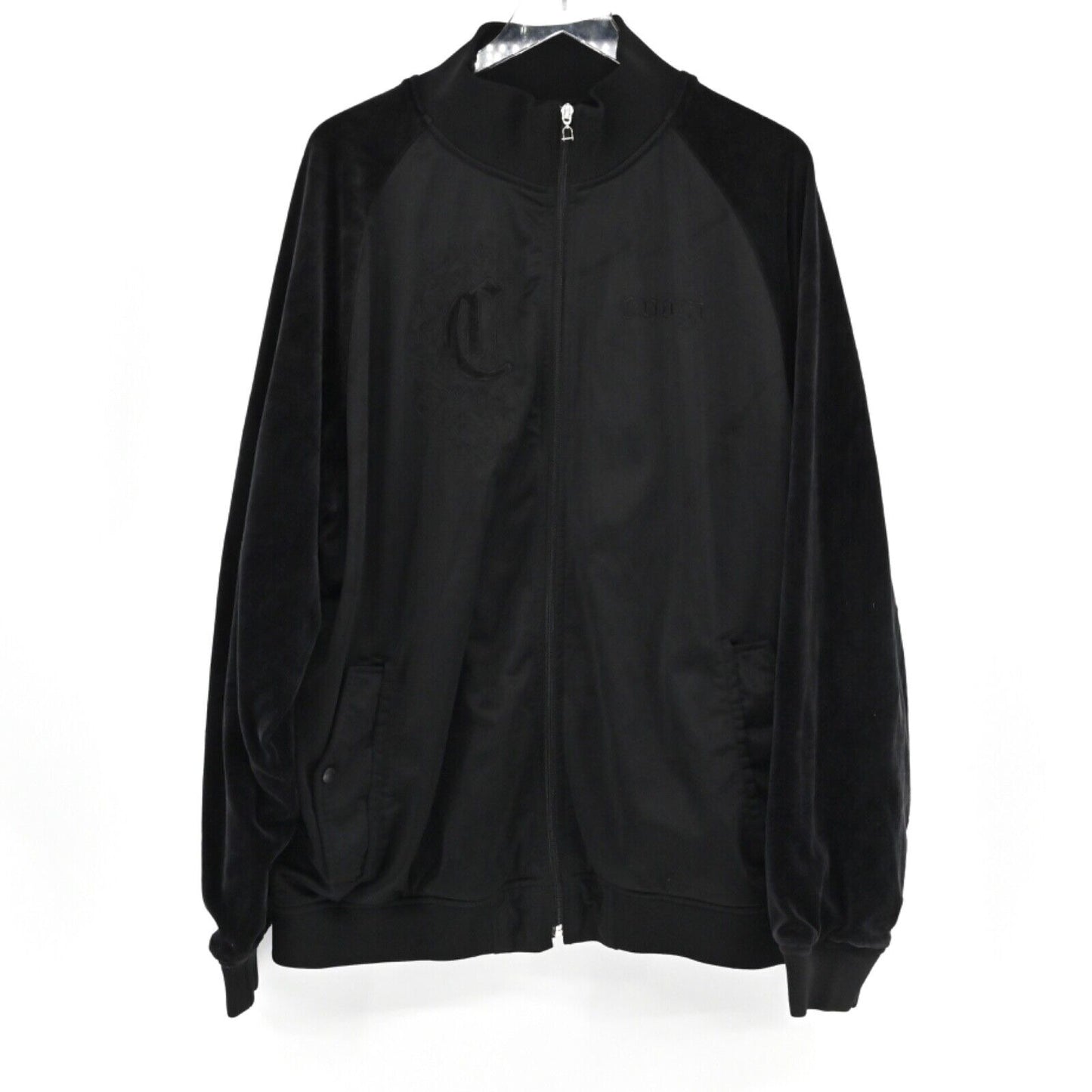 Vtg COOGI Jacket Mens Size 3XL Velour Track Black Full Zip Embroidered Retro 90s