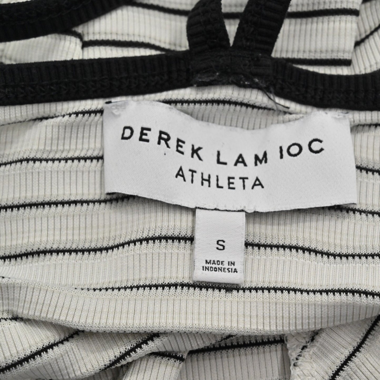 DEREK LAM 10C Womens Madison Ave Tank Top Size S ATHLETA White Black Stripe Gym