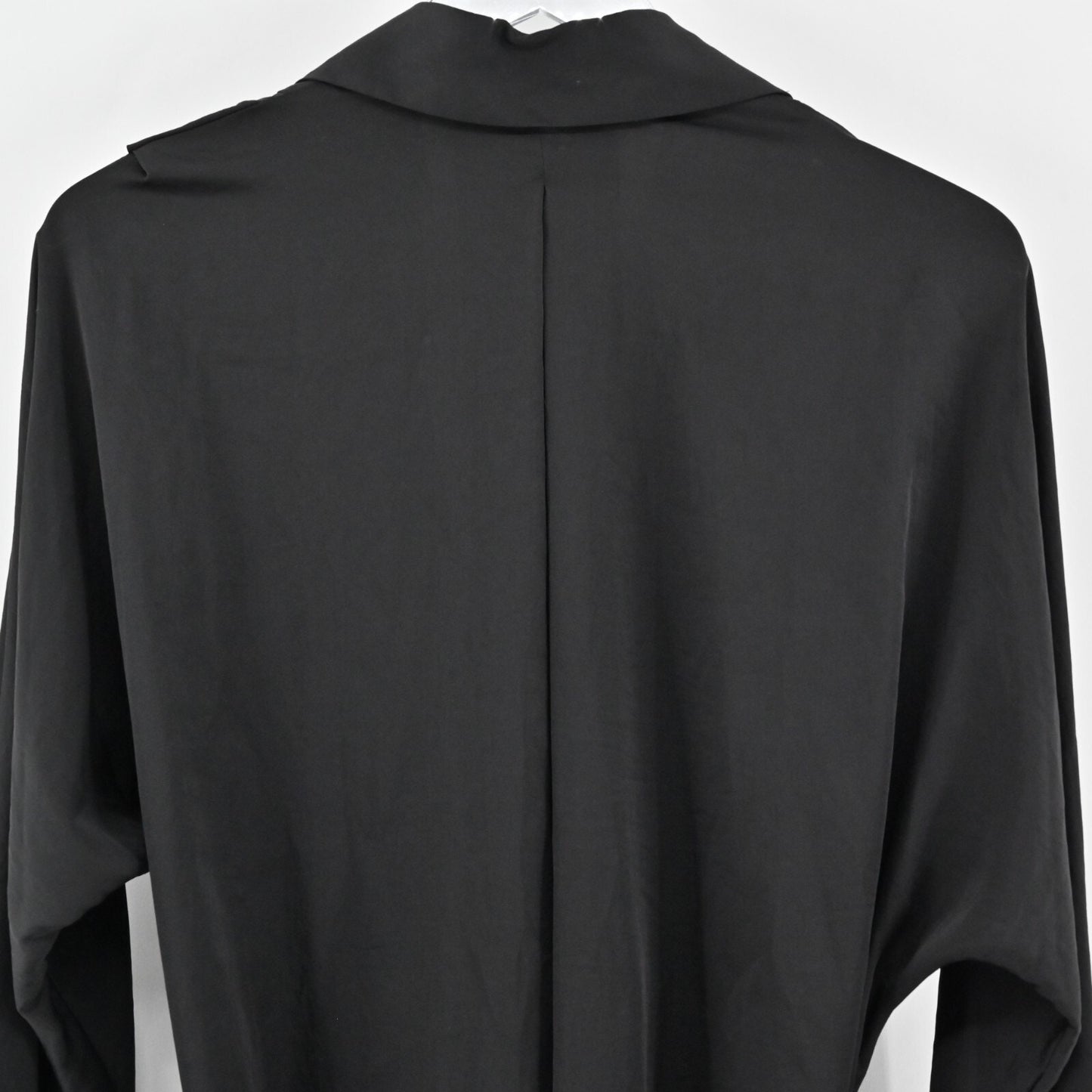 BCBGMAXAZRIA Shirt Dress Size M Diane Black Long Sleeve Collared Wrap Tie Mini