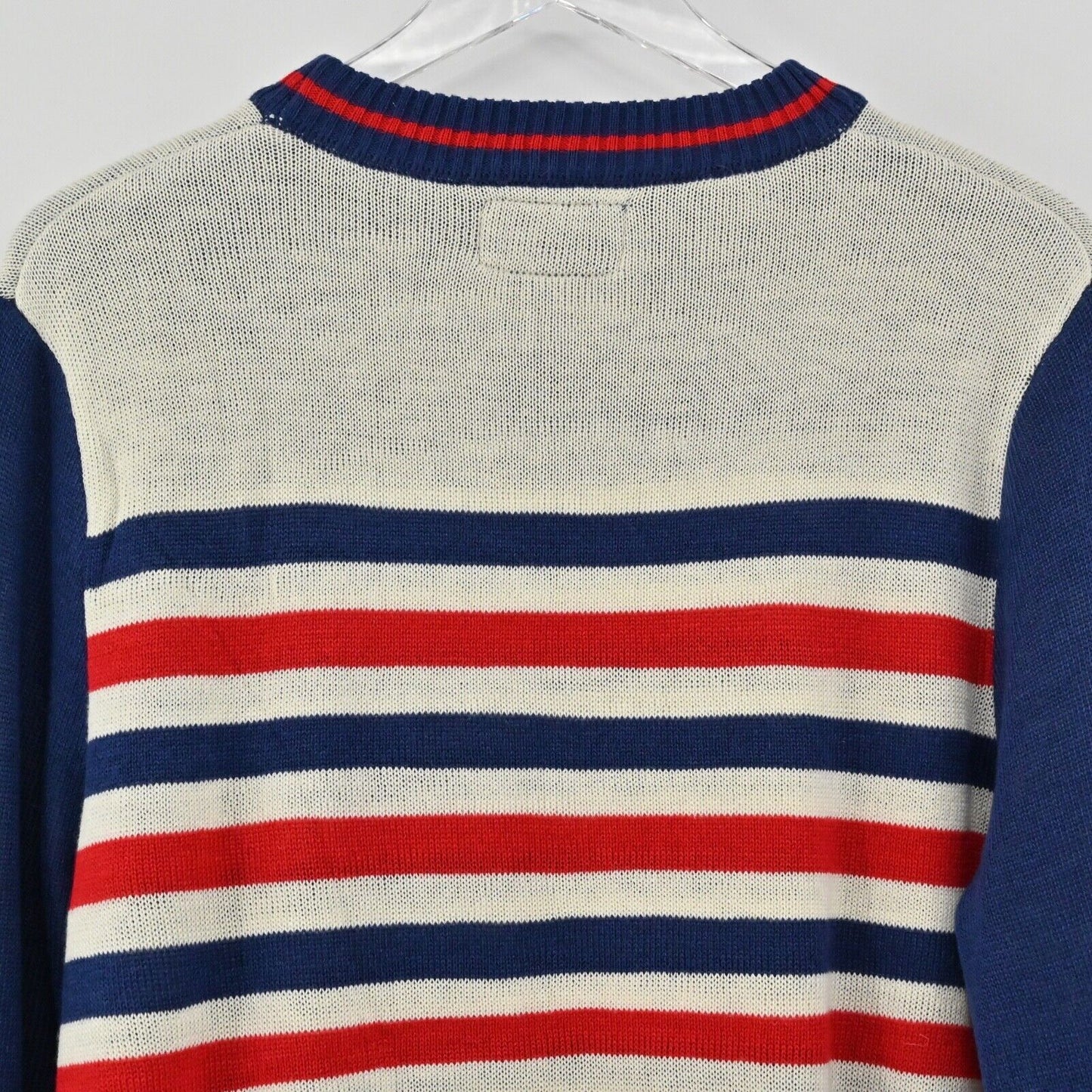 TIPSY ELVES Sweater Mens Sz L Striped USA Flag Crew Neck Retro Preppy Sportswear