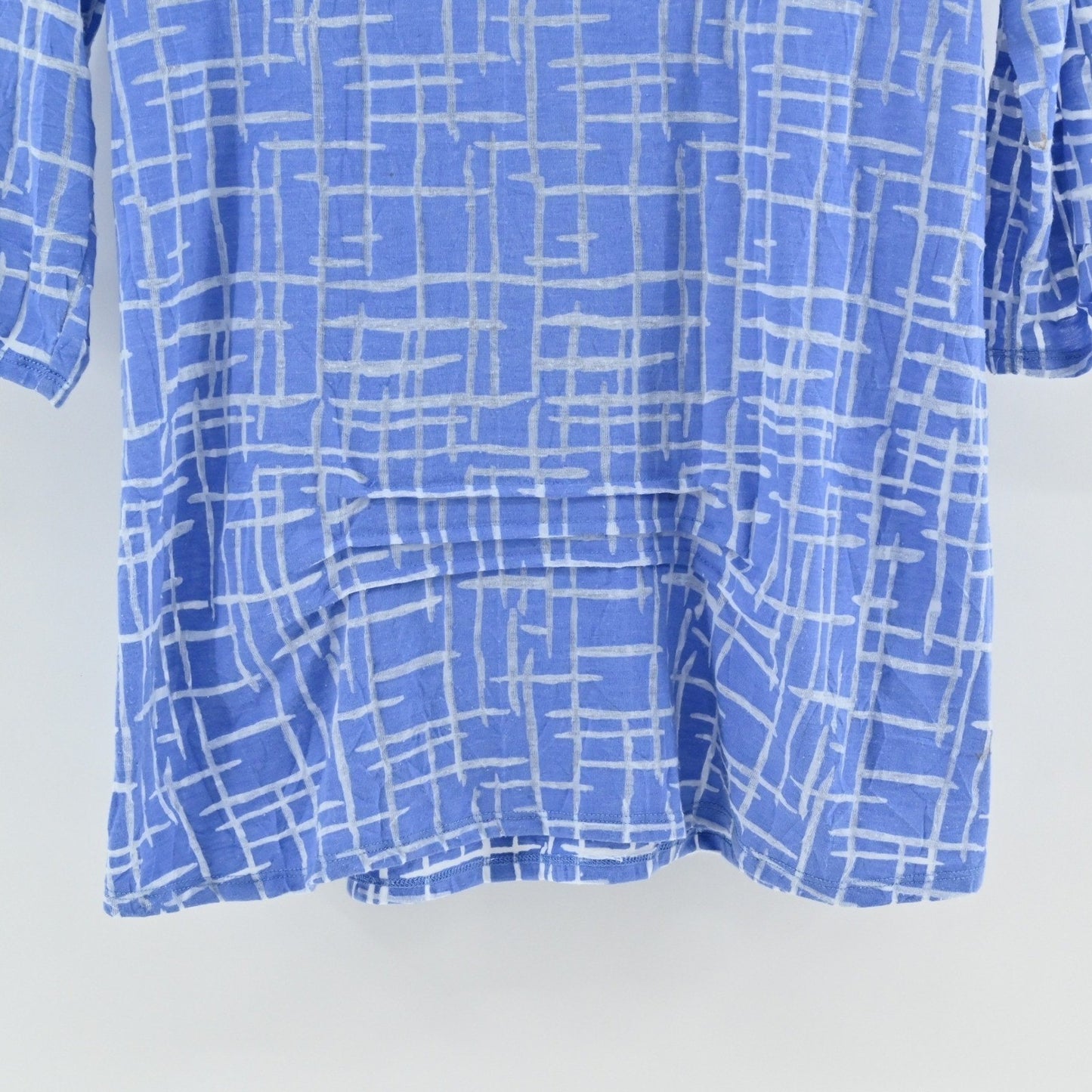 Habitat Womens Tunic Top Size S Blue White Geometric Art to Wear Coastal Casual