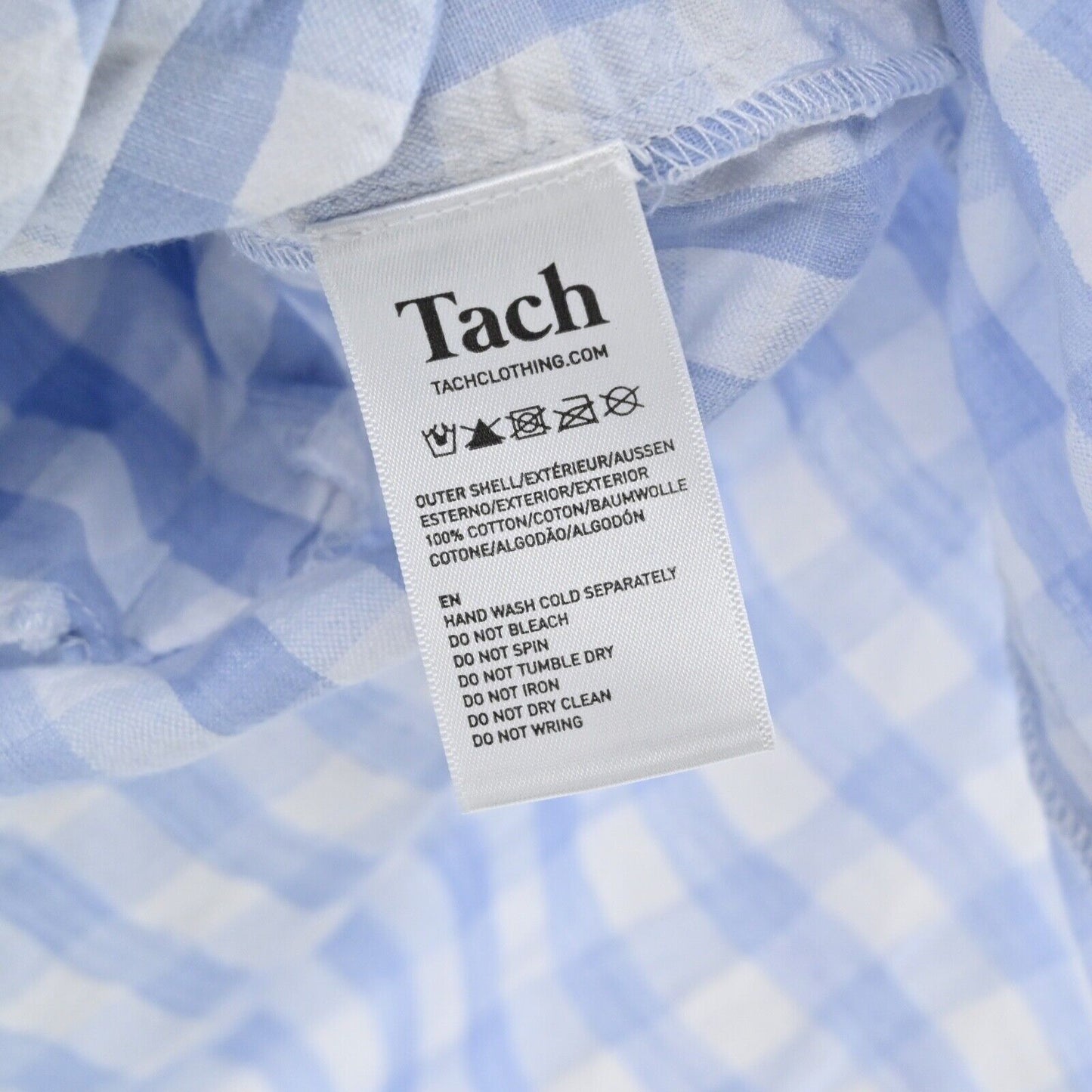 TACH Clothing Dress Sz S Catarina Babydoll Colorblock Gingham Cotton Puff Sleeve