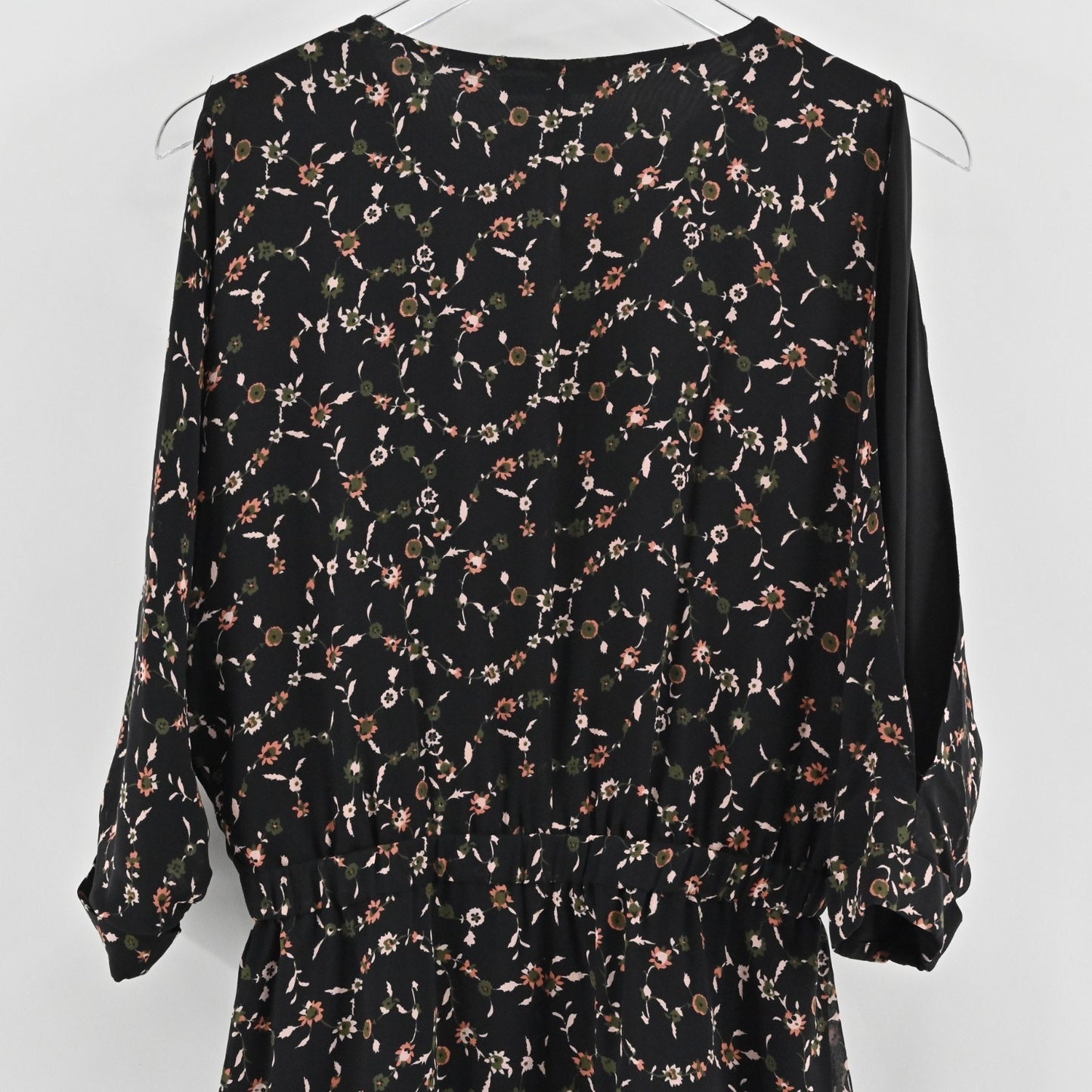 Derek Lam 10 Crosby Silk Chiffon Floral Print Dress Size 2 Cold Shoulder Lace Up