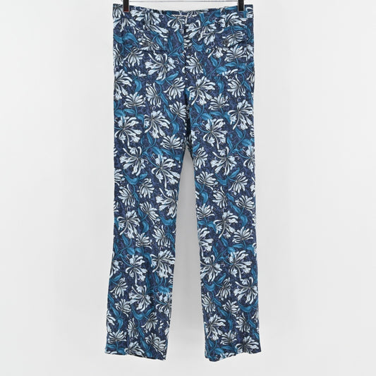 REBECCA TAYLOR Pants Womens Size 8 High Rise Bootcut Blue Floral Print Pocket
