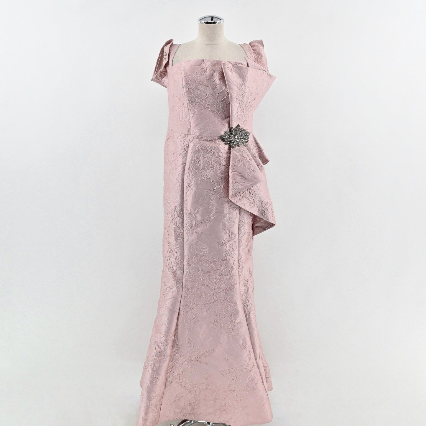 Feriani Couture Strapless Bow Ornate Evening Dress Size 14 Mauve 18878 Jacquard