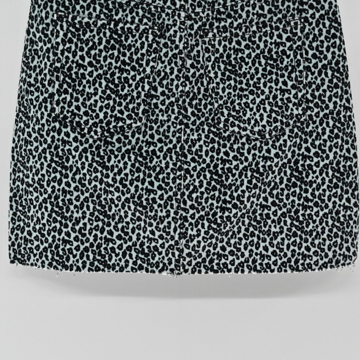 TDC Womens Sz XS Animal Print Mini Skirt by Topson Corduroy Mint Green Black NEW
