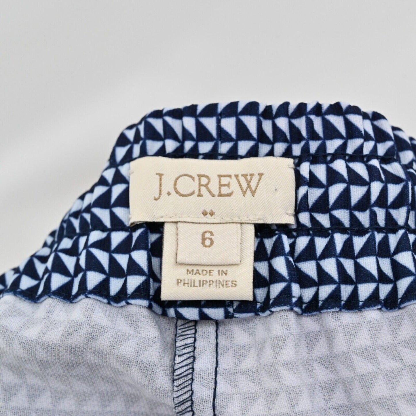 J CREW Pants Womens Size 6 Blue Geometric Stripe Drawstring Elastic Waist Drapey