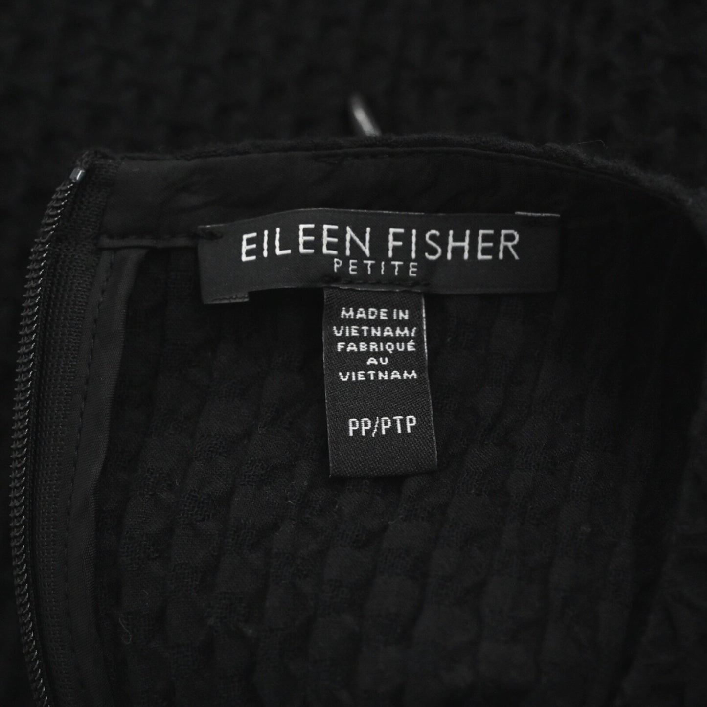 EILEEN FISHER Womens Tonal Texture Shift Dress Size 4P Black Cotton Blend Office