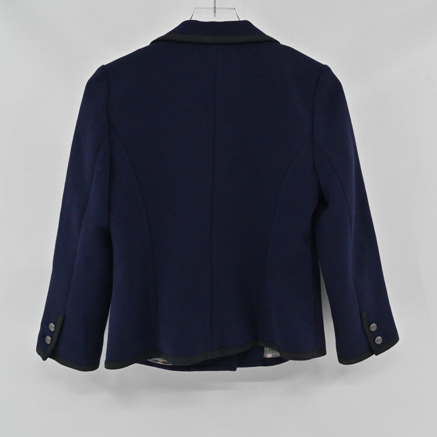 ANTHROPOLOGIE Jacket Womens Size 6 Cartonnier Navy Black Trim Pocket Long Sleeve