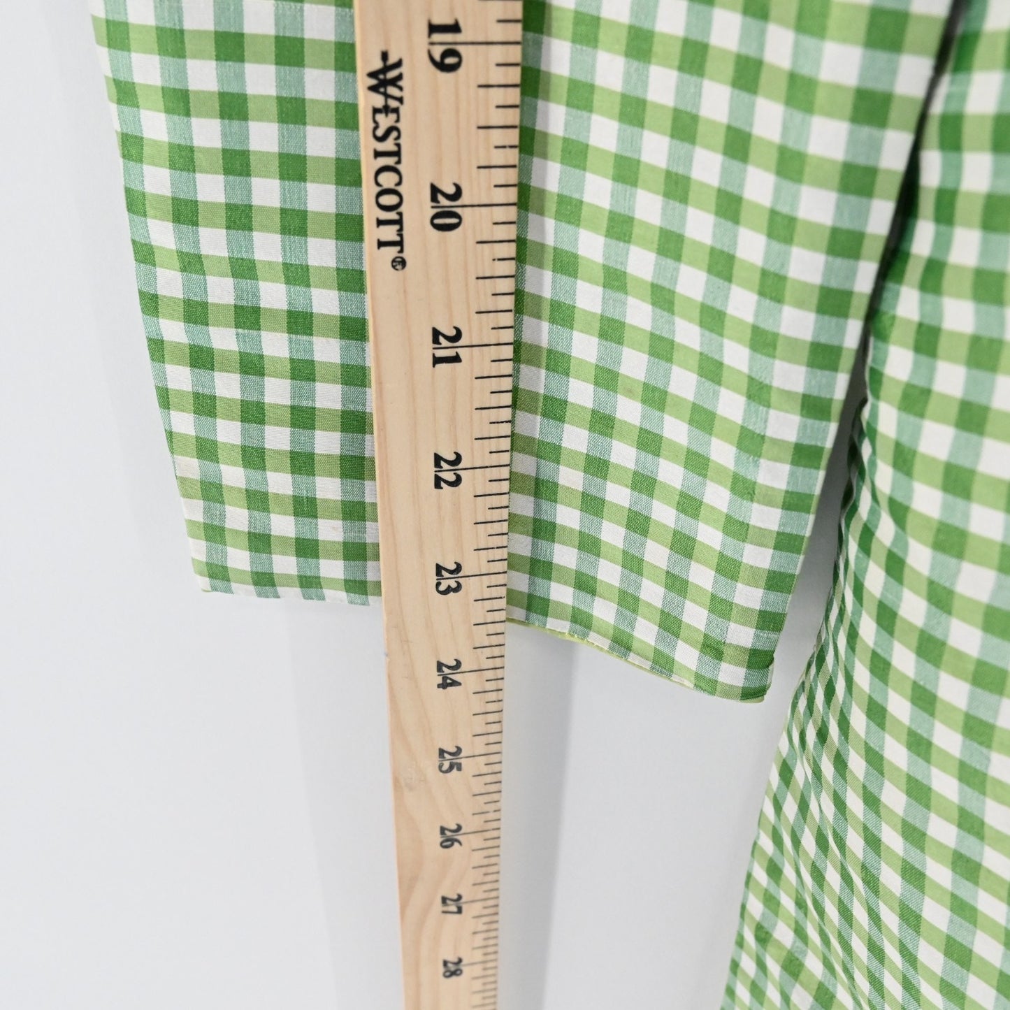 Vtg GRACE CHUANG Womens Silk Green Jacket Size M Gingham Open Front Longline