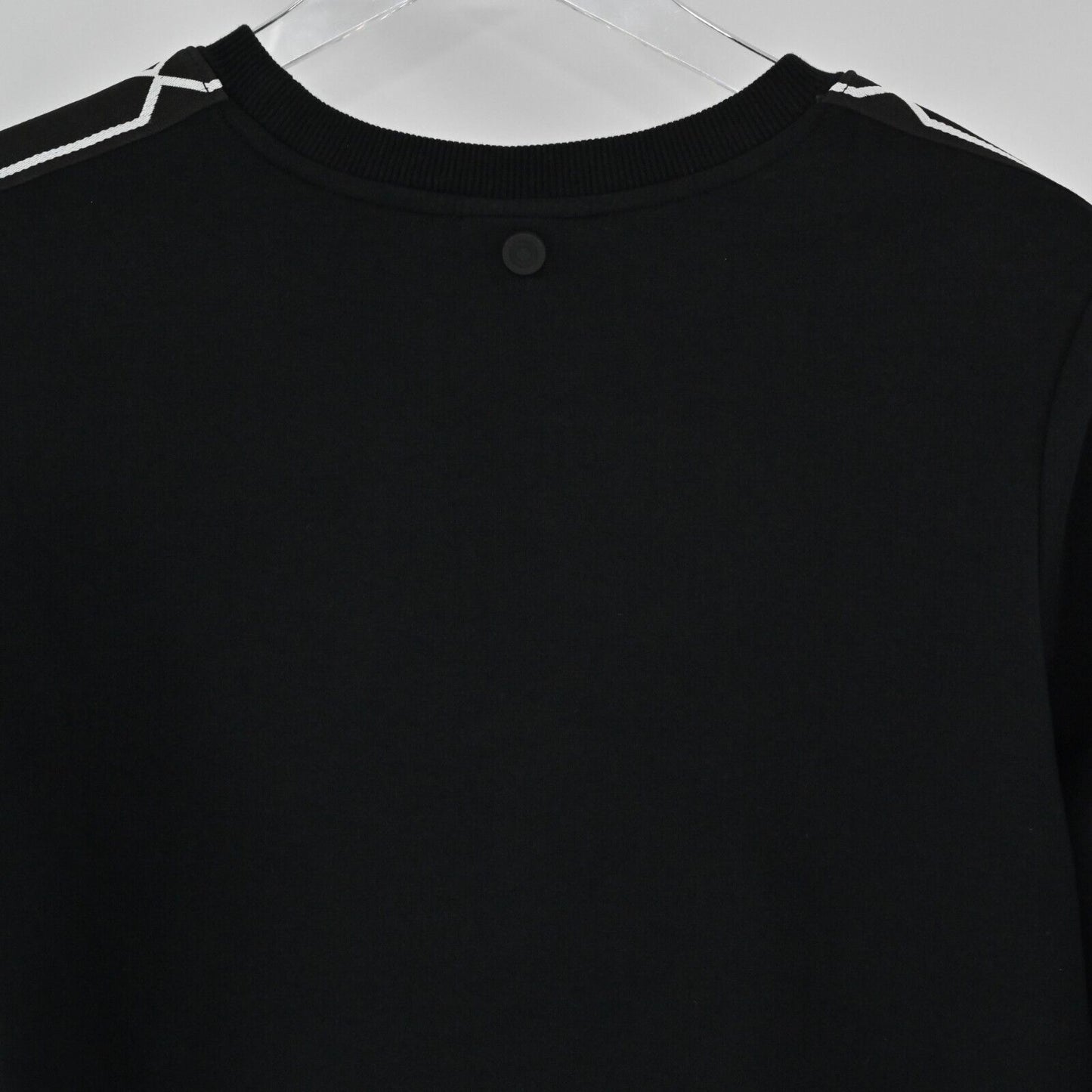 HUNTER Pullover Crewneck Womens Sz S Sweatshirt Chain Trim Logo Black White Crop