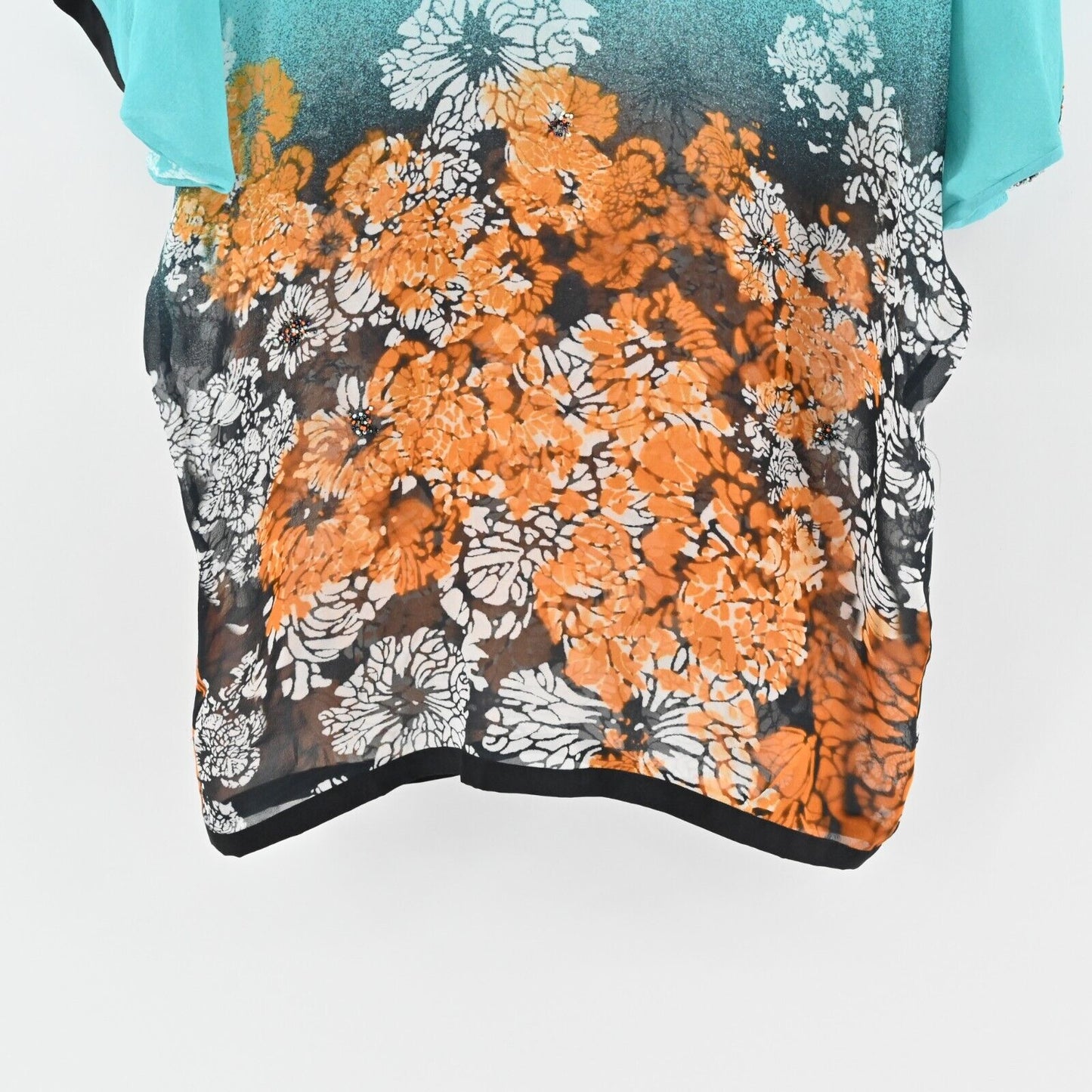 PETANU by PASHMA Top Womens Size M Silk Beaded Tunic Multicolor Floral Relaxed