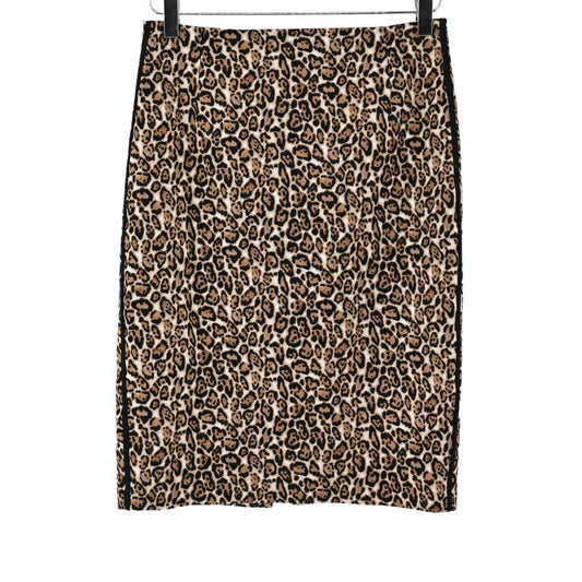 WHBM Skirt Womens Sz 2 Leopard Animal Print Cotton Blend Pencil Mob Wife Office