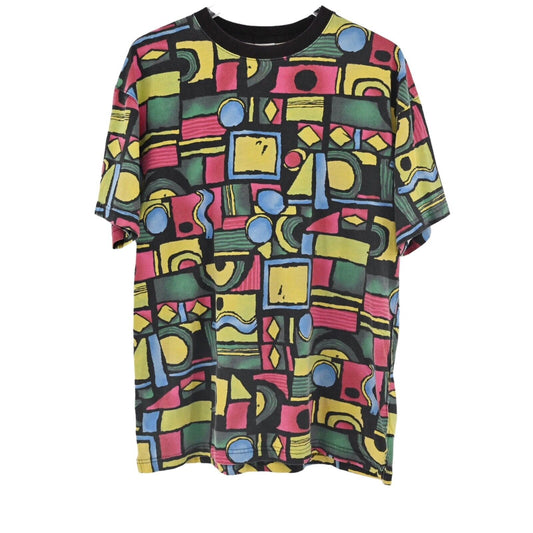 URBAN OUTFITTERS T Shirt Mens Size S Retro Geometric Cotton Ringer Crew Neck 80s