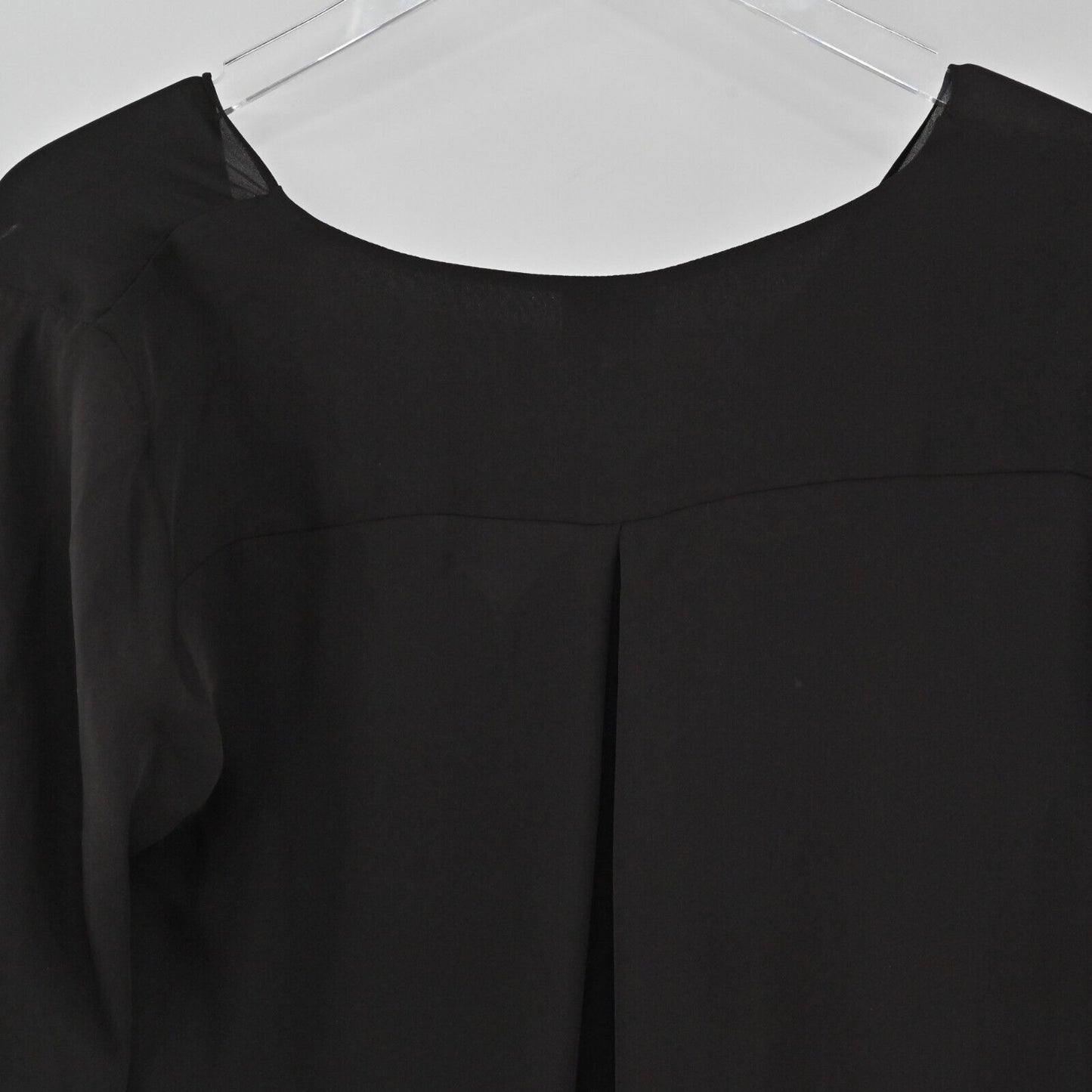 HAUTE HIPPIE Top Womens Size L Long Sleeve Silk Black Wrap Front V Neck Blouse