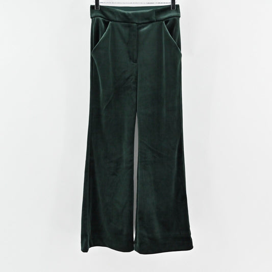 EXPRESS Pants Womens Size 4S Flare Trouser Super High Rise Solid Green Velvet