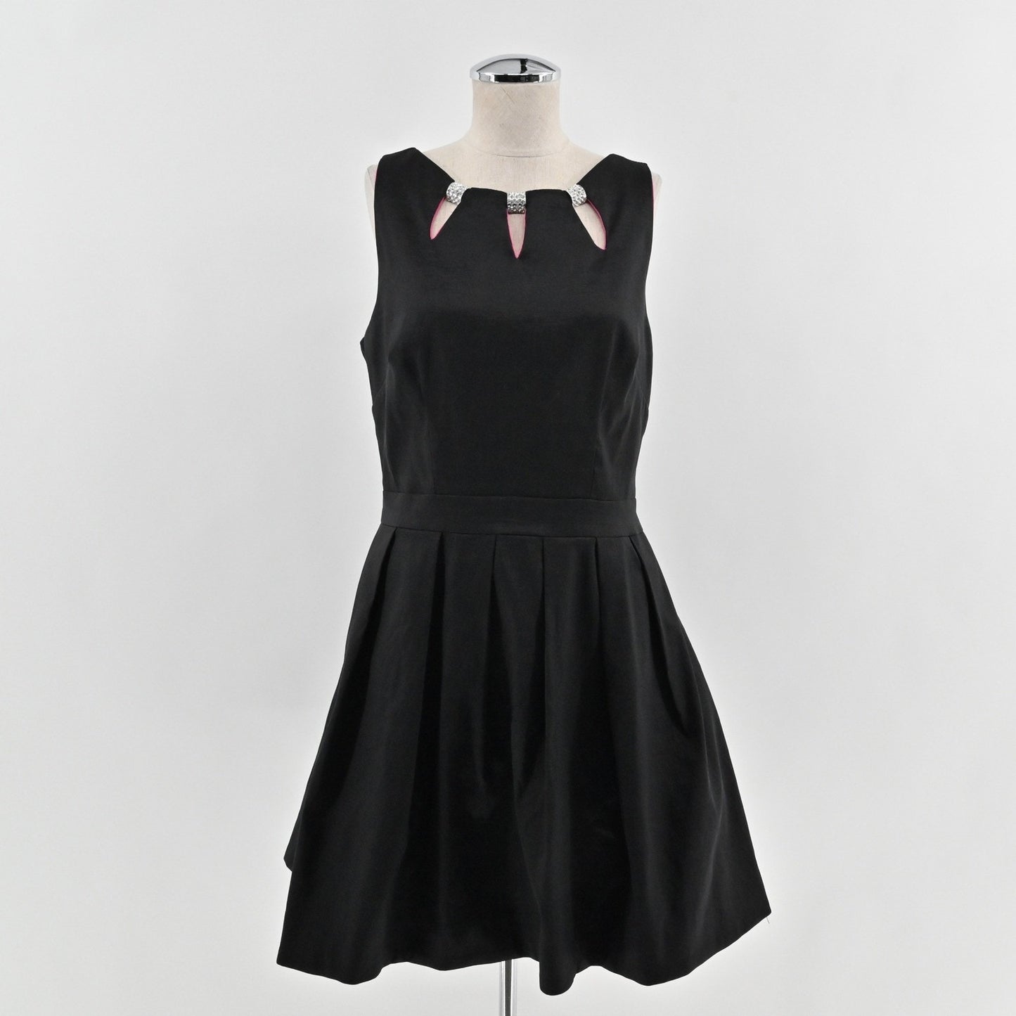 Betsy Adam Fit Flare Dress Size 12 Black Embellished Whimsigoth Cocktail Party