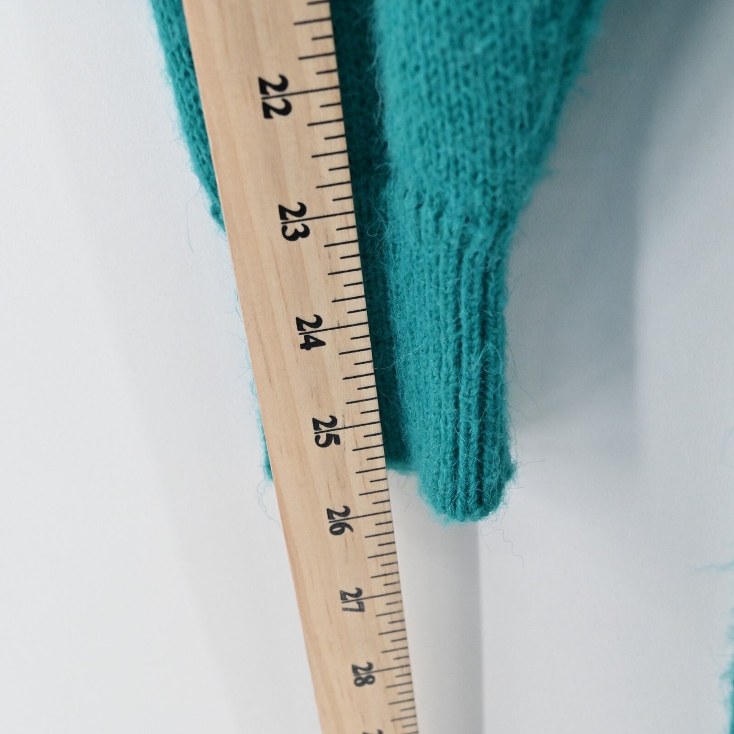 Vtg JOHN RICHARD Sweater Dress Angora Hair Sz M Knit Zig Zag Lightning Teal 80s