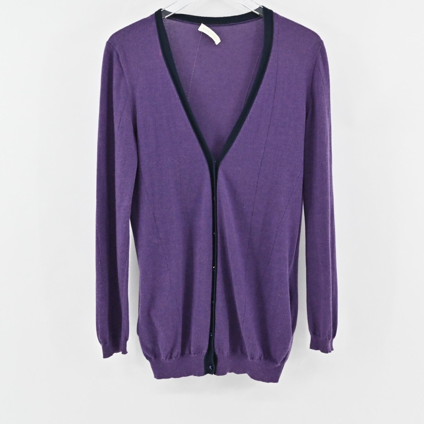 NINA RICCI Sweater Womens Size M Cashmere Blend Purple VNeck Knit Cardigan