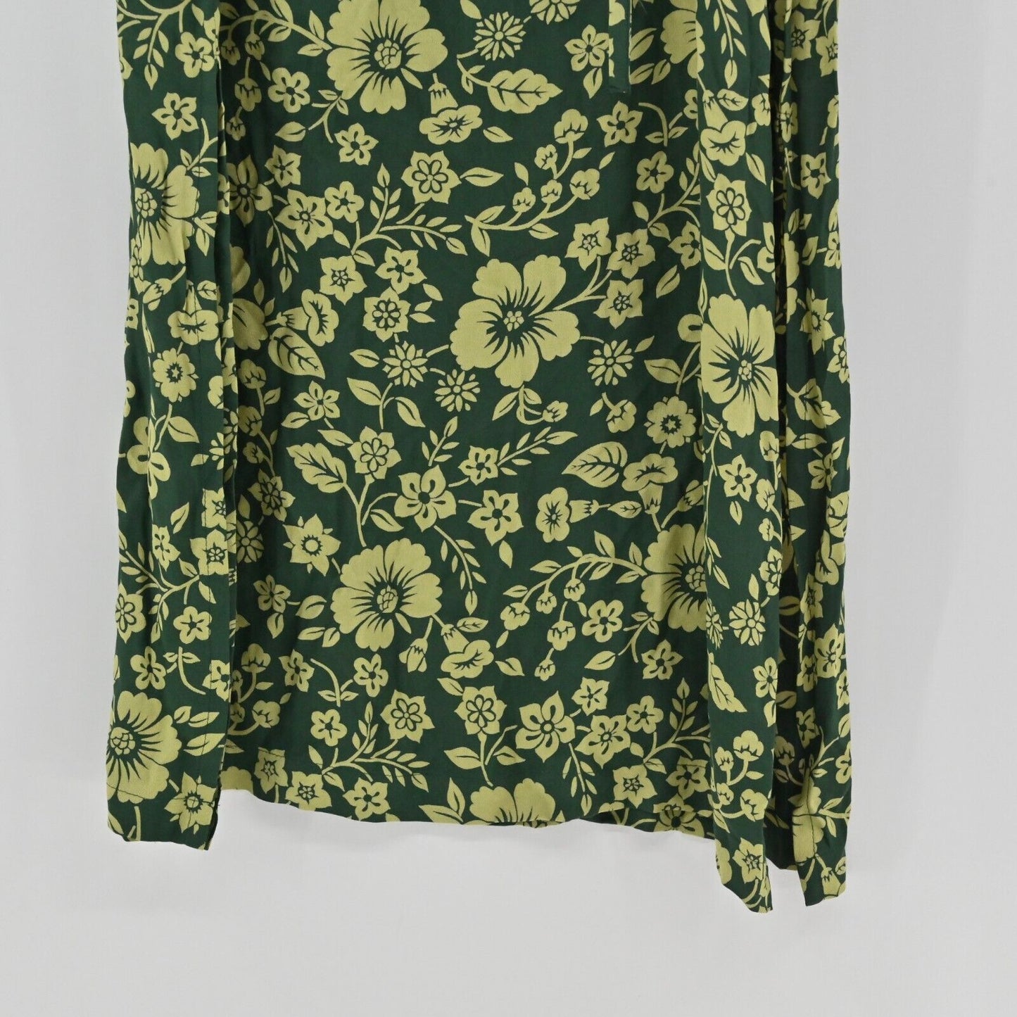 Vtg OLD NAVY Dress Womens Size 8 Green Tropical Floral Print Sleeveless Maxi