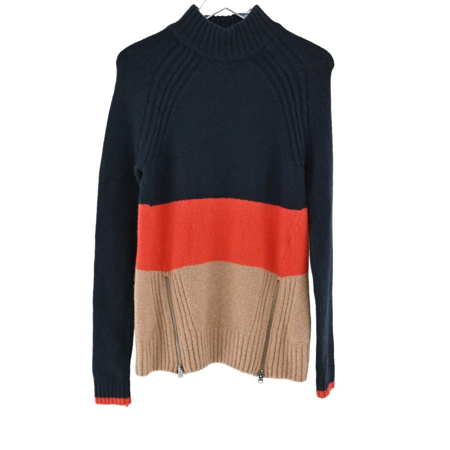 ABERCROMBIE FITCH Sweater Womens Size XS Colorblock Stripe Wool Blend Mock Neck