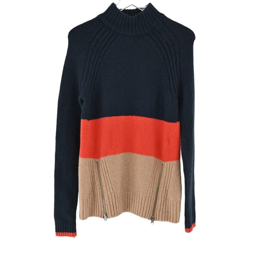 ABERCROMBIE FITCH Sweater Womens Size XS Colorblock Stripe Wool Blend Mock Neck